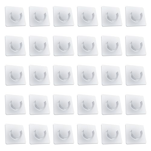 Selbstklebender Acryl-Haken zum Aufhängen von Gardinenstangen, stabile PVC-Konstruktion, 7 x 7 cm, ohne Markierung, Spannstangenhalter, transparenter Duschvorhanghaken von Beimus