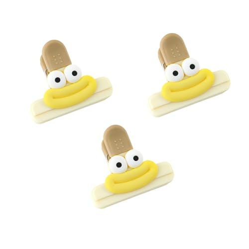 Set mit 3 weichen Silikon-Griff-Taschenclips für Snacks, praktische Chipbeutel-Versiegelung, Lebensmittelaufbewahrung, Zubehör, Bürobedarf, Verschlussclips von Beimus