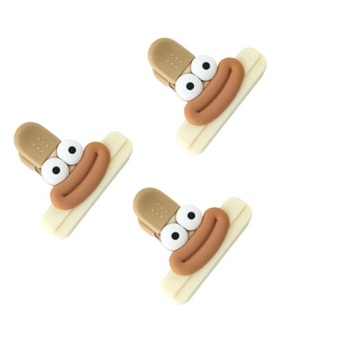 Set mit 3 weichen Silikon-Griff-Taschenclips für Snacks, praktische Chipbeutel-Versiegelung, Lebensmittelaufbewahrung, Zubehör, Bürobedarf, Verschlussclips von Beimus