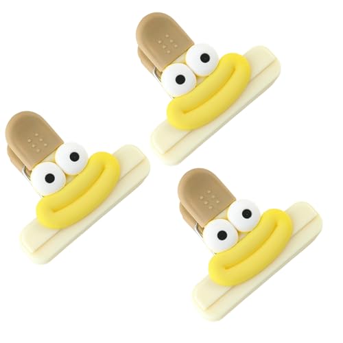 Set mit 3 weichen Silikon-Griff-Taschenclips für Snacks, praktische Chipbeutel-Versiegelung, Lebensmittelaufbewahrung, Zubehör, Bürobedarf, Verschlussclips von Beimus