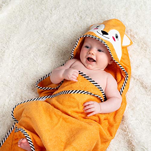 Being Baby® | Baby Kapuzen Badetuch | Luxus Bambus Baumwolle Handtuch & Gesicht Tuch Set | Extra groß 90 cm x 90 cm | weich und saugfähig (500 g/m²) | Perfektes Unisex-Geschenk von Being Baby