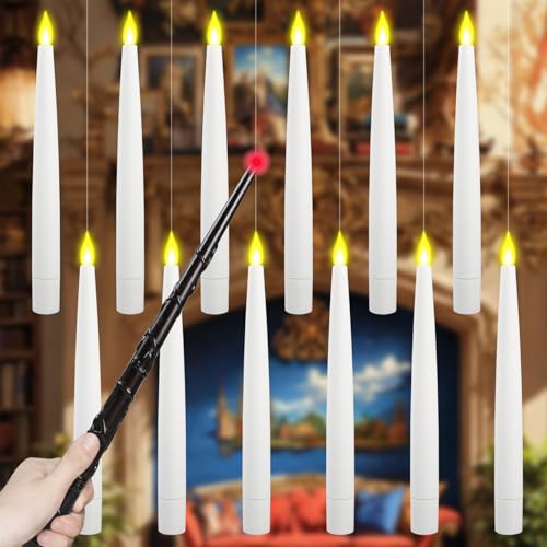 Beinhome 12 STK Led Kerzen mit Fernbedienung Zauberstab, Schwebende Kerzen Batteriebetriebene Flammenlose Deko Innen Floating Candles für Schlafzimmer Wohnzimmer Gechencke Halloween Weihnachten von Beinhome