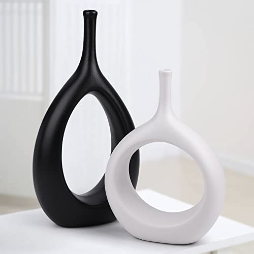 Beinhome Keramik Vasen für Pampasgras 2PCS Schwarz+Weiß,Schlafzimmer Deko Modern,Groß Vase Set für Deko Blumen Wohnzimmer Büro Hochzeit Esstisch Party Geschenk,30+23.5cm Hoch Beinhome Keramik Vasen für Pampasgras 2PCS Schwarz+Weiß,Schlafzimmer Deko Modern,Groß Vase Set für Deko Blumen Wohnzimmer Büro Hochzeit Esstisch Party Geschenk,30+23.5cm Hoch von Beinhome