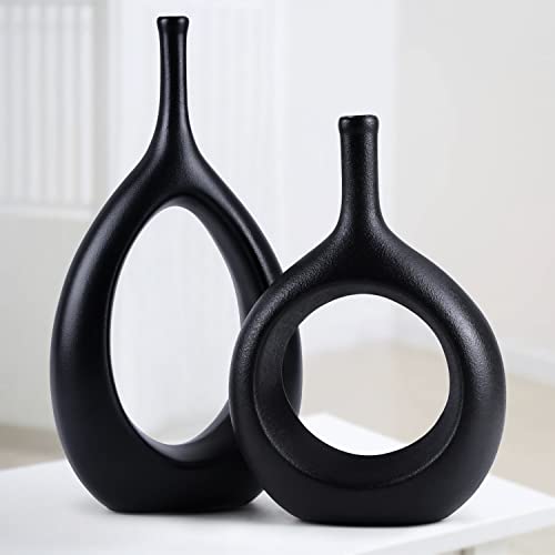 Beinhome Keramik Vasen für Pampasgras 2PCS Schwarz,Schlafzimmer Deko Modern,Groß Vase Set für Deko Blumen Wohnzimmer Büro Hochzeit Esstisch Party Geschenk,30+23.5cm Hoch Beinhome Keramik Vasen für Pampasgras 2PCS Schwarz,Schlafzimmer Deko Modern,Groß Vase Set für Deko Blumen Wohnzimmer Büro Hochzeit Esstisch Party Geschenk,30+23.5cm Hoch von Beinhome