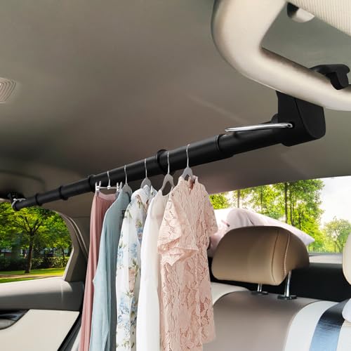 Beinhome Kleiderstange Auto, Ausbaufähig Vehicle Kleiderbügel mit Starken Metall und Gummigriffen Besten für Reisen, Kleiderständer Passend für die Meisten Autos SUV RVs, 76-160CM von Beinhome
