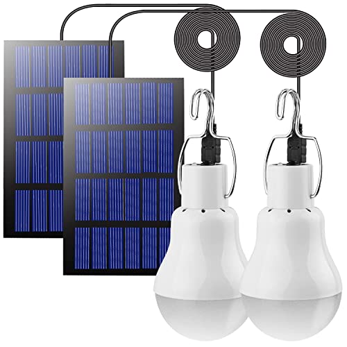 LED Solar Glühbirne Solarlampen für Außen 2PCS mit 3M Kabel*2,Beinhome Laterne Campinglampe Hängelampe mit Solarpanel,3W Birne für Außen Innen Camp Zelt Wandern Angeln Gartenhaus von Beinhome