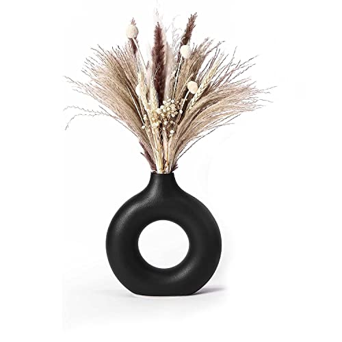 Keramik Vase für Pampasgras 1PC Schwarz Groß,Modern Zimmer Deko Donut Vasen Matt,für Blumen Pampasgras Tabelle Bücherregal Kaminsims Wohnzimmer Schlafzimmer Büro Hochzeit Party Geschenk Keramik Vase für Pampasgras 1PC Schwarz Groß,Modern Zimmer Deko Donut Vasen Matt,für Blumen Pampasgras Tabelle Bücherregal Kaminsims Wohnzimmer Schlafzimmer Büro Hochzeit Party Geschenk von Beinhome