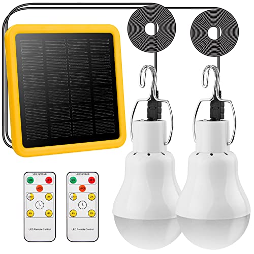 Solarlampen Glühbirnen mit Fernbedienung 2PCS & 3,5M Kabel*2, 130Lumen Wiederaufladbare Solarlampen für Außen Innen, LED Hängelampen Solar Lanterne für Garten Notfall Hühnerstall Camping Reisen von Beinhome