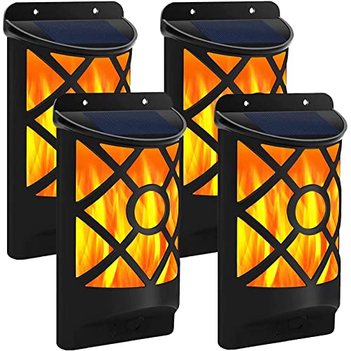 BeisDirect 4 Pack Solar Flamme Lichter Outdoor Garten, 66LED Solar Wandleuchte Solar Fackeln Licht Straßenlaternen mit flackernder Flamme, wasserdicht Outdoor Solarlampe für Landschaft, Terrasse, Hof von BeisDirect