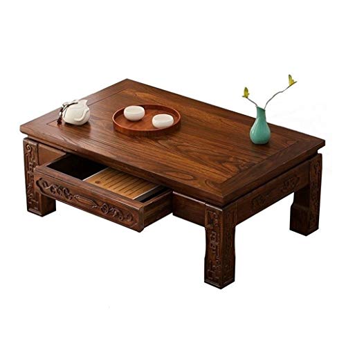 Beistelltische Couchtisch Holz Niedrig Tisch Antike Tatami Couchtisch Bay Fenster Kleine Couchtisch Einfache kleine Tabelle (Color : Brown, Size : 60 * 40 * 30cm) von Beistelltische