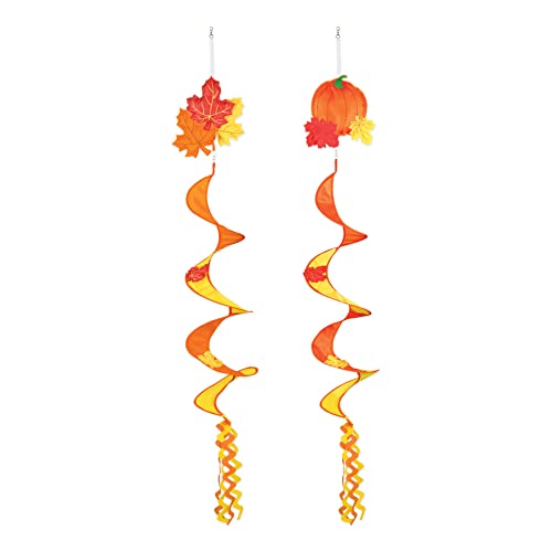 Beistle 2 Stück Nylongewebe Herbst Wind Spinner Herbst Thanksgiving Outdoor hängende Dekorationen, rot/orange/gelb von Beistle