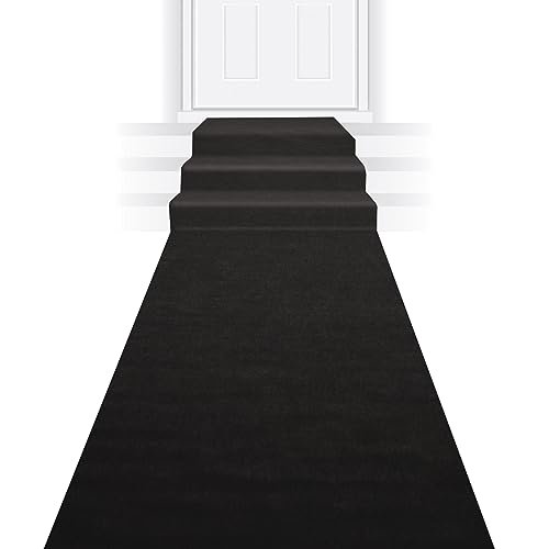 Beistle 3 Stück 61 cm x 4,8 m Polyesterstoff Awards Nachtthema schwarzer Teppich Gangläufer – Hochzeitseingang Dekor – VIP-Party Runway Teppich für Urlaubspartys von Beistle