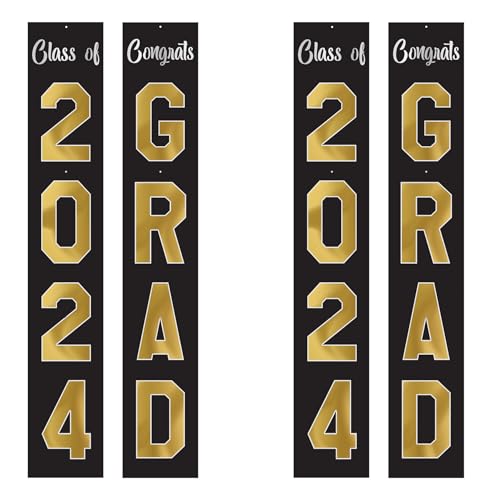 Beistle 4 Stück zusammengefügte Abschlussdekorationen, 1,8 m – Klasse 2024 & Congrats Grad von Beistle