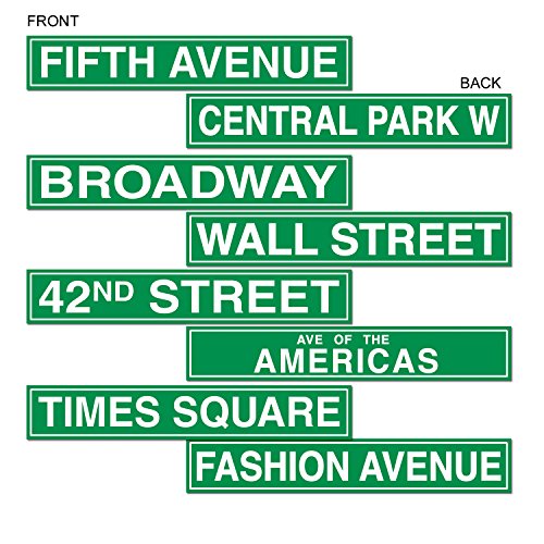 Beistle 50094 New York City Paper Street Signs 4 Piece Wandausschnitte, Auszeichnungen für Nachtdekoration, Grün Weiß von Beistle