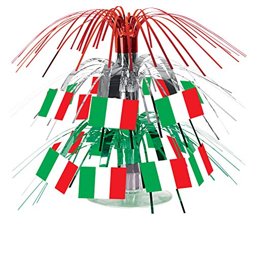 Beistle 50105 Italian Flag Centerpiece-1 Pc Italienische Flagge, Cascade, Tafelaufsatz – 1 Stück, Grün/Weiß/Rot von Beistle