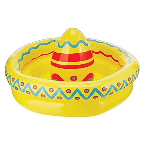 Beistle 50254 12" X 18" Aufblasbare Mexikanische Sombrero Kühler Cinco De Mayo Dekorationen Fiesta-Thema Getränkehalter Partyzubehör, hält ca. 10 340 ml Dosen, Pappe, Gelb/Rot/Blau von Beistle