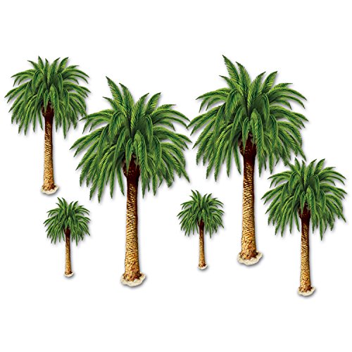 Beistle 52005 6 Stück bedruckte tropische Palmendekoration aus Kunststoff Für Luau-Themen und hawaiianische Party-Dekoration, grün/braun von Beistle