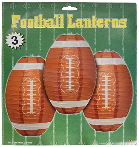 Beistle 54560 Brown Football Paper Lantern (3 Pcs) - 1 Pack Papierlaterne, Fußball-Design, 3 Stück, Papier, braun/weiß von Beistle