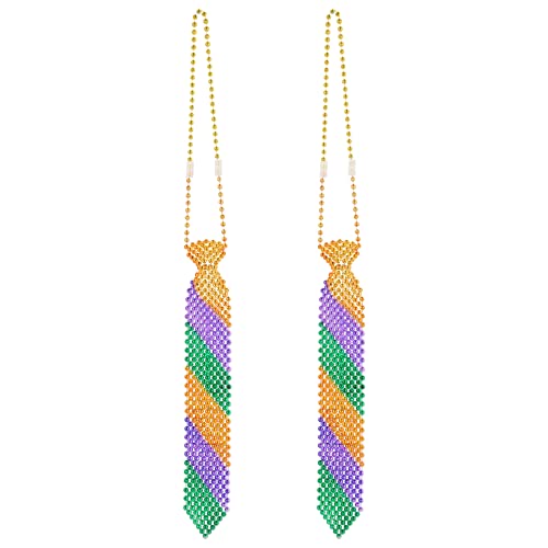 Beistle 60067 Krawatten mit Perlen, 33 cm, Grün/Gold/Violett, 2 Stück von Beistle