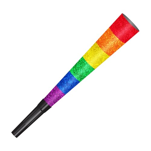 Beistle 66503-4PK Set mit 12 Regenbogen-Rauschhörnern mit Glitzerdruck, 22,9 cm Bunte LGBTQ+ Partygeschenke, Pride Parade Swag, hergestellt in den USA, Papier Kunststoff, Mehrfarbig von Beistle