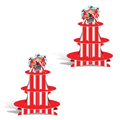 Beistle Cupcake-Ständer aus strapazierfähigem Brett, gestreift, Zirkuszelt, Cupcake-Ständer, Karnevals-Thema, 2 Stück Beistle Cupcake-Ständer aus strapazierfähigem Brett, gestreift, Zirkuszelt, Cupcake-Ständer, Karnevals-Thema, 2 Stück von Beistle
