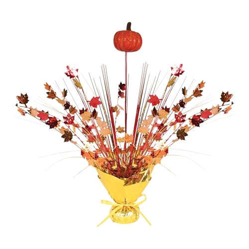 Beistle Fall Gleam 'N Spray Tafelaufsätze, Herbst-Tischdekorationen mit orangefarbenem Kürbisaufsatz und Ahornblättern, für Thanksgiving, Erntepartys und saisonale Veranstaltungen, 41,8 cm, 3 Stück Beistle Fall Gleam 'N Spray Tafelaufsätze, Herbst-Tischdekorationen mit orangefarbenem Kürbisaufsatz und Ahornblättern, für Thanksgiving, Erntepartys und saisonale Veranstaltungen, 41,8 cm, 3 Stück von Beistle
