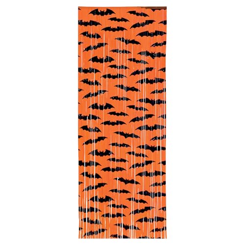 Beistle Fledermaus-Fransenvorhang, 1-lagig, Kunststoff, Halloween-Party-Türdekoration, hängender Hintergrund mit aufgedrucktem Fledermaus-Design, für Spukhaus, Kostümwettbewerb, Tür- oder Beistle Fledermaus-Fransenvorhang, 1-lagig, Kunststoff, Halloween-Party-Türdekoration, hängender Hintergrund mit aufgedrucktem Fledermaus-Design, für Spukhaus, Kostümwettbewerb, Tür- oder von Beistle