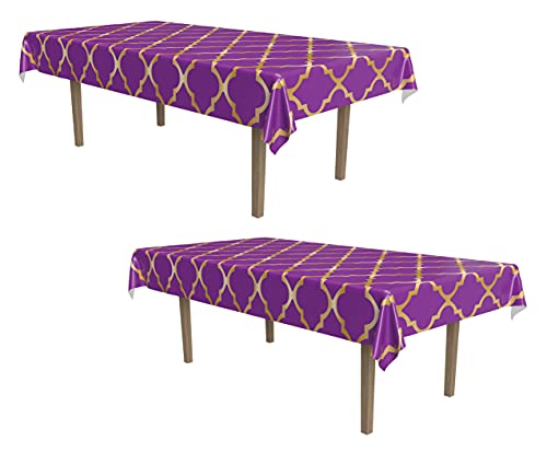 Beistle Gitter-Tischdecke, 2-teilig, 137, 2 x 274, 3 cm, Violett/Gold von Beistle