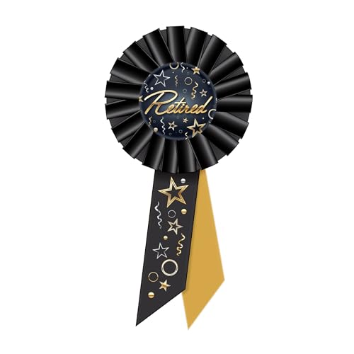 Beistle Rosetten im Ruhestand, 2er-Pack, Schwarz und Gold, mit Stern-Design, für Ruhestandsempfänge, Ruhestandsempfänge und Abschiedspartys, 7,6 x 16,5 cm Beistle Rosetten im Ruhestand, 2er-Pack, Schwarz und Gold, mit Stern-Design, für Ruhestandsempfänge, Ruhestandsempfänge und Abschiedspartys, 7,6 x 16,5 cm von Beistle