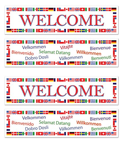 Beistle S57899AZ2, 4 Piece International Welcome Banners, 15'' x 5' von Beistle