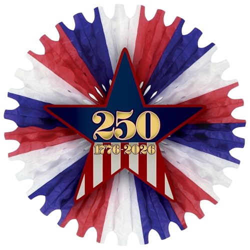 Beistle Semiquincentennial Fan – Festliche patriotische Hängedekoration für Veranstaltungen zum 250. Jahrestag, 4. Juli und Gemeinschaftsfeiern, 63,5 cm Beistle Semiquincentennial Fan – Festliche patriotische Hängedekoration für Veranstaltungen zum 250. Jahrestag, 4. Juli und Gemeinschaftsfeiern, 63,5 cm von Beistle