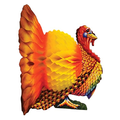 Beistle Tissue and Paper Turkey Centerpiece for Thanksgiving Decorations-Autumn Autumn Harvest Home Décor, 30.5 cm, Brown/Red/Orange/Yellow von Beistle