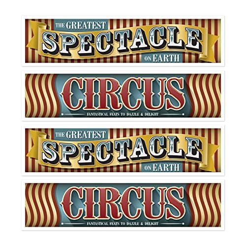 Beistle Vintage Circus Banner, 4 Stück, 38,1 cm x 152 cm, mehrfarbig von Beistle