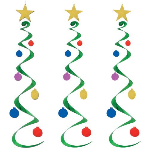 Beistle Christmas Tree Design Whirls Hanging Decoration Weihnachtsbaum-Dekoration zum Aufhängen, Kunststoff, Folie, Nicht zutreffend, Pkg/1 von Beistle