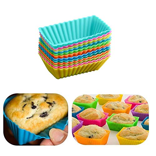 10pcs Silikon Mini Rectangle Wiederverwendbare Cupcake Und Muffin-backen-schalen-silikon-kuchen-zwischenlagen Non-stick Kleine Laibwanne (zufällige Farbe) von Beito