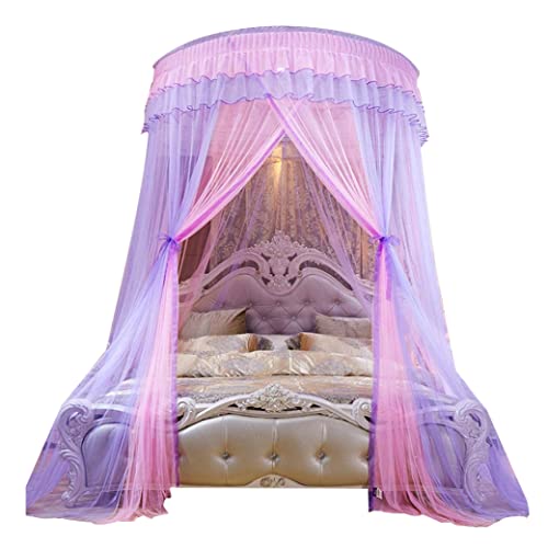 1pc Bett Baldachin Spitze Sheer Mesh Prinzessin Dome Mücke Netzdekoration Hängende Bettvorhänge für Doppelbett lila von Beito