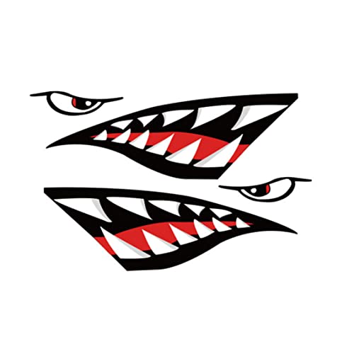Beito Hai -Zähne Mundabziehbilder + Skelettfischaufkleber wasserdichtes Hai -Autoaufkleber Langlebiger Fahrradhai Aufkleber Lustige Vinylaufkleber für Kajak -Kanus Angelboote von Beito