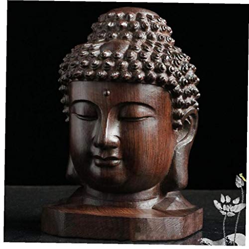 Hölzerne Buddha-statue Religiöse Shakyamuni Buddha-kopf Figur Statue Mini-desktop-deko von Beito