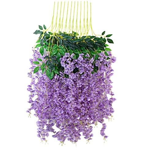 Künstliche Blumen Gleitia Gleitia Künstliche Blumen, gefälschte Glyzier, 43 Zoll..Gefälschte Wisteria Reben hängen Seidenblumendekorationen für Hochzeitsfeier Zeremonie 12pcs Hellviolett von Beito