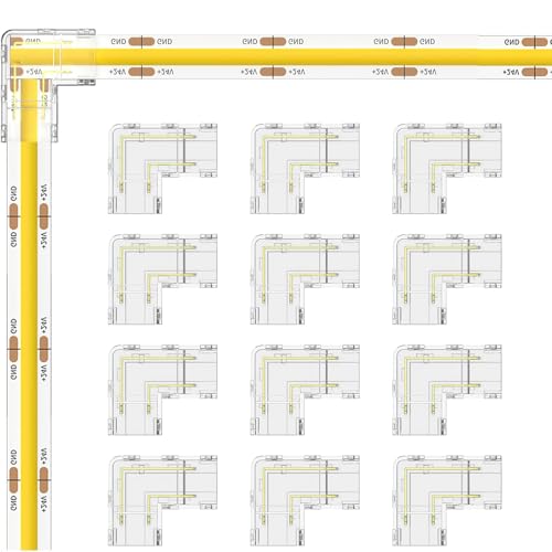 Beiyan LED Strip Verbinder Set - 12 Stück Eckverbinder, 2 Polig 10mm, L-Form für COB-Bare-Board-Streifen Beiyan LED Strip Verbinder Set - 12 Stück Eckverbinder, 2 Polig 10mm, L-Form für COB-Bare-Board-Streifen von Beiyan