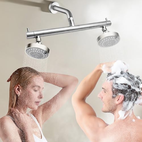 BEIYI Dualer Duschkopf für zwei Personen, gebürstetes Nickel, Doppelduschkopf mit integriertem Ventil, 5 Einstellungen, Regenduschkopf, 39,9 cm breit, für Paare zusammen oder einzelne Schnelldusche BEIYI Dualer Duschkopf für zwei Personen, gebürstetes Nickel, Doppelduschkopf mit integriertem Ventil, 5 Einstellungen, Regenduschkopf, 39,9 cm breit, für Paare zusammen oder einzelne Schnelldusche von Beiyi