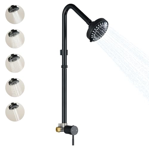 Beiyi Außendusch-Set mit Wasserhahn, mattschwarz, Einhandbrause mit Hochdruck-Duschkopf und Ventil für Hof, Pool (Gartenschlauch-Adapter im Lieferumfang enthalten) von Beiyi