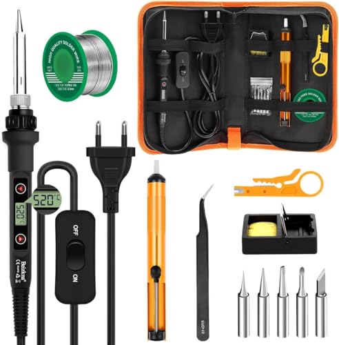 Lötkolben Set 80W LCD Einstellbar Temperatur 180-520°C Lötkolben mit Ein/Aus Schalter, 50g Lötdraht, 5 Lötspitzen, Entlötpumpe, Lötkolbenständer, Pinzette, Lötset für Elektrische Arbeiten Lötkolben Set 80W LCD Einstellbar Temperatur 180-520°C Lötkolben mit Ein/Aus Schalter, 50g Lötdraht, 5 Lötspitzen, Entlötpumpe, Lötkolbenständer, Pinzette, Lötset für Elektrische Arbeiten von Beizkna
