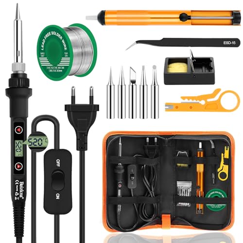 Lötkolben Set 80W LCD Einstellbar Temperatur 180-520°C Lötkolben mit Ein/Aus Schalter, 50g Lötdraht, 5 Lötspitzen, Entlötpumpe, Lötkolbenständer, Pinzette, Lötset für Elektrische Arbeiten Lötkolben Set 80W LCD Einstellbar Temperatur 180-520°C Lötkolben mit Ein/Aus Schalter, 50g Lötdraht, 5 Lötspitzen, Entlötpumpe, Lötkolbenständer, Pinzette, Lötset für Elektrische Arbeiten von Beizkna