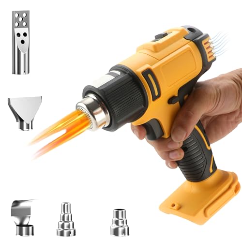 Akku Heißluftfön für Dewalt 18V, Heissluftpistole Akku mit LCD Digitalanzeige und 5 Düsen, 350W Heißluftfön,50-550℃ Einstellbar Heißluftpistole für Trocknen, Heimwerken, Farbe, Abisolieren(ohne Akku) von Bekasa