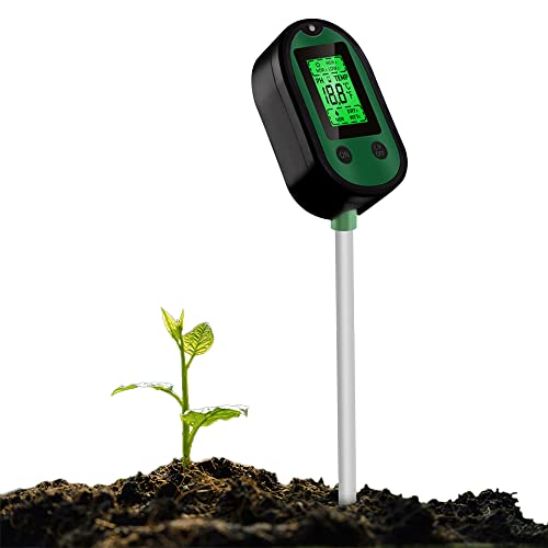 Bekasa Bodenfeuchtigkeitsmessgerät, 5-in-1, digitales Pflanzen-Bodenmessgerät, Bodentest-Kit mit PH/Temperatur/Feuchtigkeit/Feuchtigkeit/Licht Gartenarbeit, Rasen, Landwirtschaft, Blume, von Bekasa
