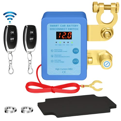 Auto Batterie Trennschalter 12V 240A Drahtloser Ferngesteuerter Auto Trennschalter mit LED-Anzeige, Automatische Abschaltung Schalter mit Batterie Kill Switch Funkschalter für Auto, RV, LKW, Boot von Bekasa