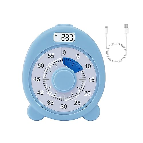 Visueller Timer, 60 Minuten visueller Timer mit Nachtlicht für Kinder, Kleinkinder, Autismus, ADHS, geräuschloser Countdown-Timer, Zeitmanagement-Werkzeug zum Kochen, Klassenzimmer, Büro (blau) von Bekasa