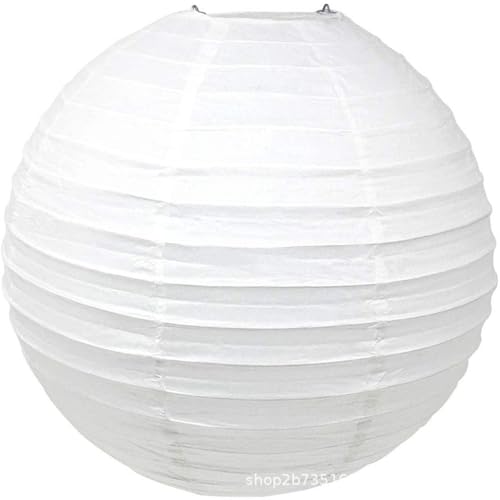 Bekecidi 2 Stück weiße Papierlampenschirme, 20 cm Pendellampenschirm, runde Laterne, hängender weißer Papierlampenschirm für Partydekorationen zu Hause von Bekecidi
