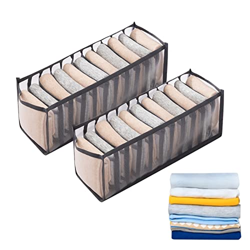 Bekecidi 2er-Pack Kleiderschrank Kleider Organizer, sichtbares Gitter, Kleideraufbewahrung Organizer, faltbare Schubladen-Trennwand, 6 Größen für BHs, Socken, Krawatten, 11 Gitter [32 * 12 * 12cm] von Bekecidi